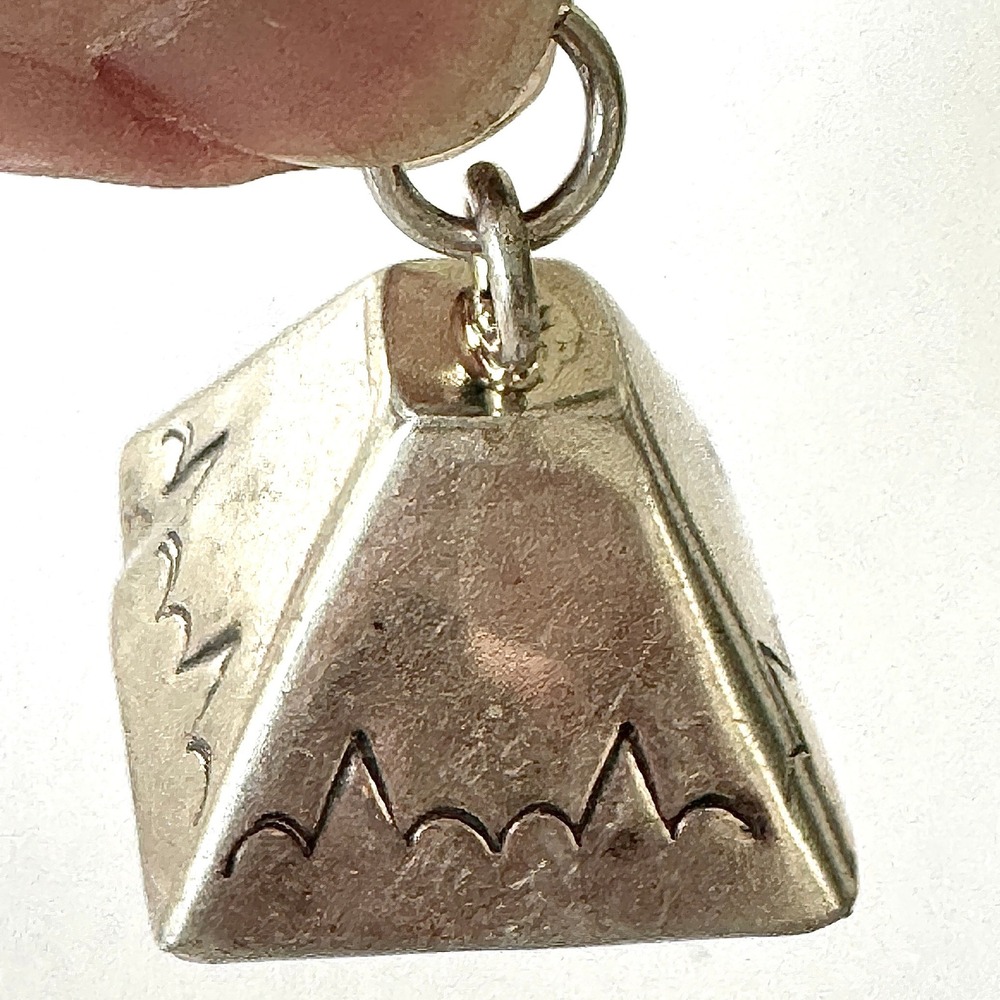 Navajo Mother in Law Bell Pendant 1in Sterling‎ Stamped Charm VTG Harvey Mini